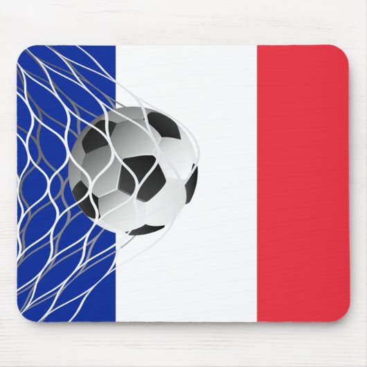 サッカーボールを旗にフランスの付ける マウスパッド (正面)