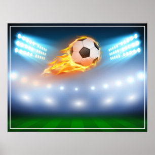 サッカーボールを燃やすポスター ポスター