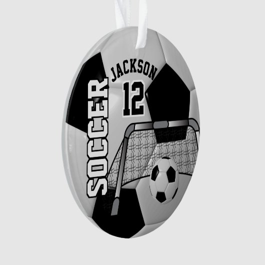 サッカーボールを白黒に個人設定 オーナメント (正面)