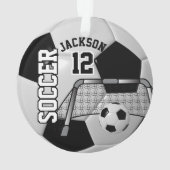 サッカーボールを白黒に個人設定 オーナメント (裏面)