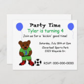 サッカーボールを蹴るパーティー 招待状 (正面/裏面)