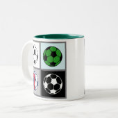 サッカーボールアイコンマグ ツートーンマグカップ (正面左)