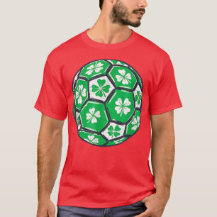 サッカーボールアイランドシャームロックアイリッシュSt patricks day Tシャツ