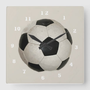 サッカーボールアクリルの壁掛け時計 スクエア壁時計