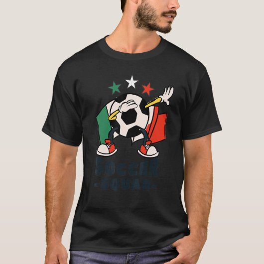 サッカーボールイタリアン旗サッカー隊1 Tシャツ (正面)