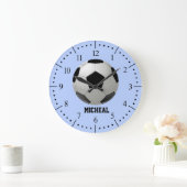 サッカーボールイラストレーション パーソナライズされた ラージ壁時計 (ホーム)