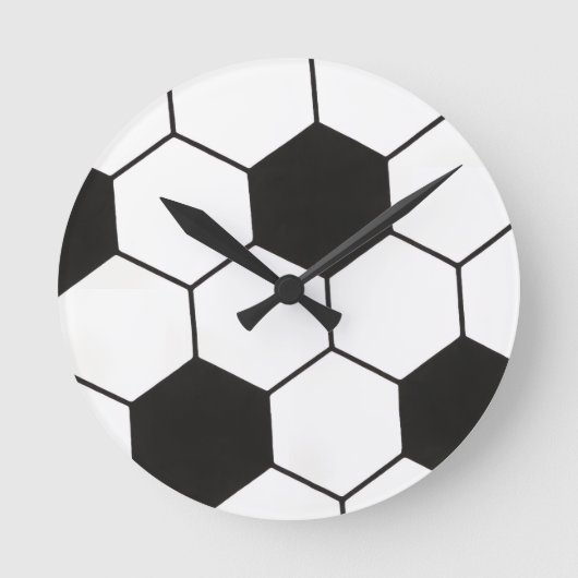 サッカーボールインスパイア柄 幾何学プリント  ラウンド壁時計 (正面)