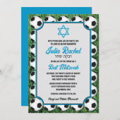 サッカーボールオングラスこうもり/バー(ユダヤ教の)バル・ミツバー招待状 招待状 (正面/裏面)