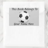 サッカーボールオングレーボールブック名プレート 長方形シール (バッグ)