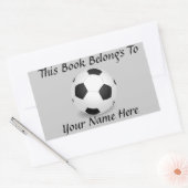 サッカーボールオングレーボールブック名プレート 長方形シール (封筒)