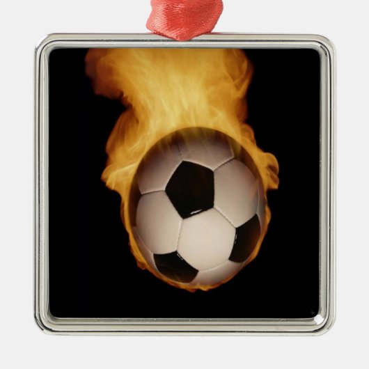 サッカーボールオンファイアオーナメント メタルオーナメント (正面)
