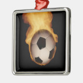 サッカーボールオンファイアオーナメント メタルオーナメント (左)
