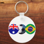 サッカーボールオーストラリアとブラジルが博物館を国旗 キーホルダー (正面)
