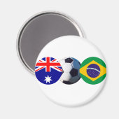 サッカーボールオーストラリアとブラジルが博物館を国旗 マグネット (正面/裏面)