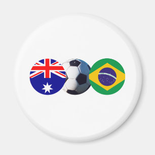 サッカーボールオーストラリアとブラジルが博物館を国旗 マグネット
