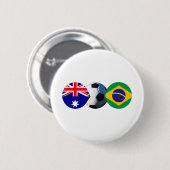サッカーボールオーストラリアとブラジルが博物館を国旗 缶バッジ (正面&裏面)