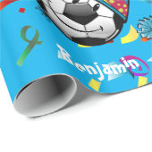 サッカーボールカスタムな色の誕生日の包装紙 ラッピングペーパー (ロールコーナー)