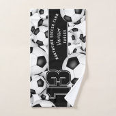 サッカーボールカスタムのチーム名 バスタオルセット (ハンドタオル)