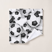 サッカーボールカスタムのチーム名 バスタオルセット (ウォッシュタオル)