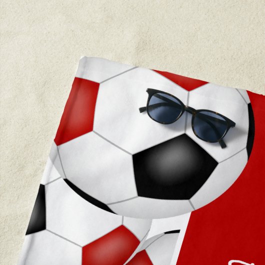 サッカーボールカスタムの多くはチーム名red black ビーチタオル (インサイチュ)