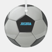 サッカーボールカスタムツリーオーナメント ガラスオーナメント (正面)