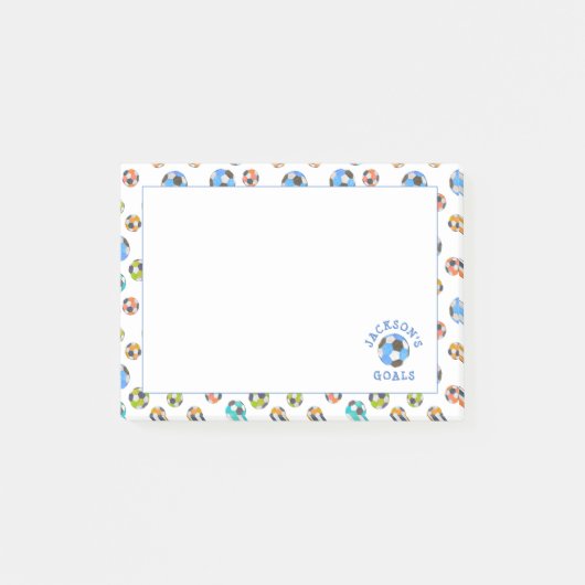 サッカーボールカラフルキッズゴールノート ポストイット (正面)