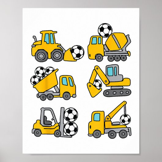 サッカーボールキッズサッカー建築トラック ポスター (正面)