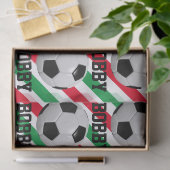 サッカーボールクリスマスアドストライプネーム赤n緑 薄葉紙 (ギフト)