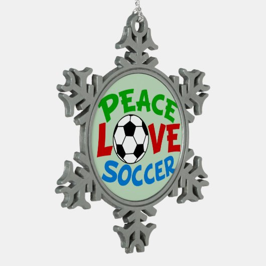 サッカーボールクリスマスグリーン スノーフレークピューターオーナメント (左)