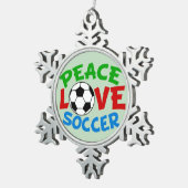 サッカーボールクリスマスグリーン スノーフレークピューターオーナメント (右)