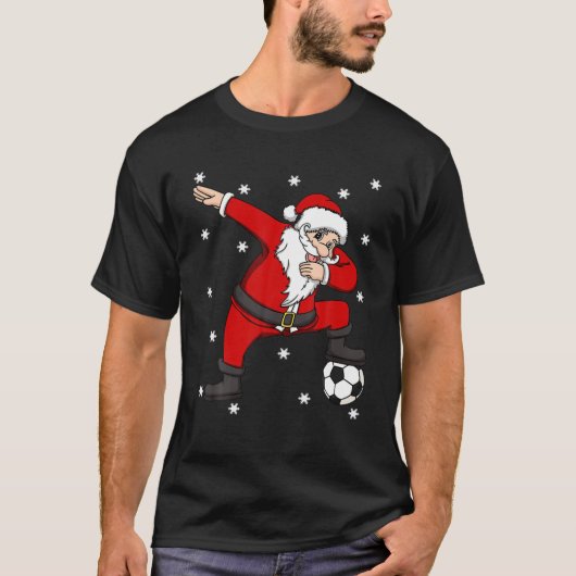 サッカーボールクリスマスダビングサンタクローススポーツPl Tシャツ (正面)