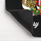 サッカーボールクリスマスヒョウ赤い格子柄サンタハ マウスパッド (コーナー)