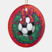 サッカーボールクリスマス セラミックオーナメント (左)