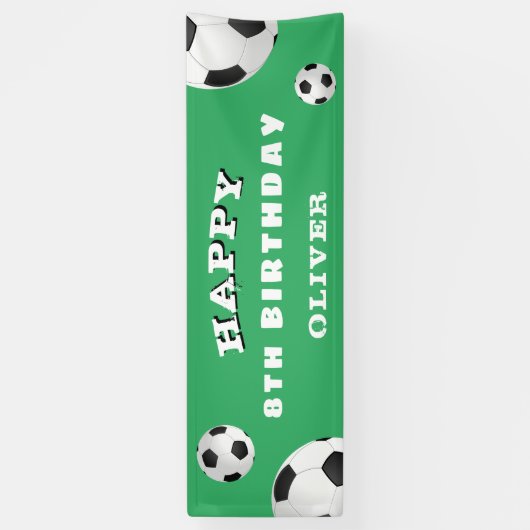 サッカーボールグリーンスポーツ誕生日パーティー 横断幕 (縦)