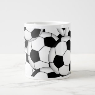 サッカーボールコラージュ ジャンボコーヒーマグカップ