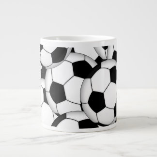 サッカーボールコラージュ ジャンボコーヒーマグカップ