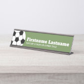 サッカーボールコーチまたは先生-モダンスケッチ デスクネームプレート (正面)