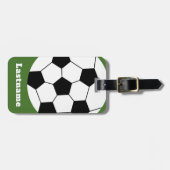 サッカーボールコーチ – はっきりしたモダンスケッチ ラゲッジタグ (正面横)