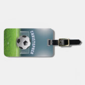 サッカーボールサッカーアスリート名スポーツ ラゲッジタグ (正面横)