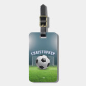 サッカーボールサッカーアスリート名スポーツ ラゲッジタグ (正面縦)