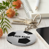 サッカーボールサッカーキーチパーソナライズされたェーン キーホルダー (側面)