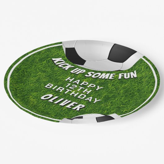 サッカーボールサッカーグラススポーツ子供の誕生日 ペーパープレート (アングル)