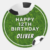 サッカーボールサッカーグラススポーツ子供の誕生日 ラウンドシール (正面)