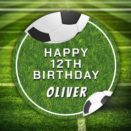サッカーボールサッカーグラススポーツ子供の誕生日 ラウンドシール
