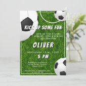 サッカーボールサッカーグラススポーツ子供の誕生日 招待状 (スタンド正面)