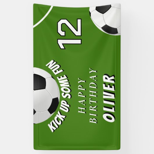 サッカーボールサッカーグラススポーツ子供の誕生日 横断幕 (縦)