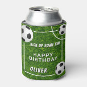サッカーボールサッカーグラススポーツ誕生日 缶クーラー (缶正面)