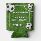 サッカーボールサッカーグラススポーツ誕生日 缶クーラー (正面)