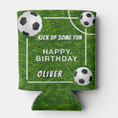 サッカーボールサッカーグラススポーツ誕生日 缶クーラー (裏面)