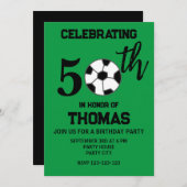 サッカーボールサッカーコーチ50誕生日 招待状 (正面/裏面)
